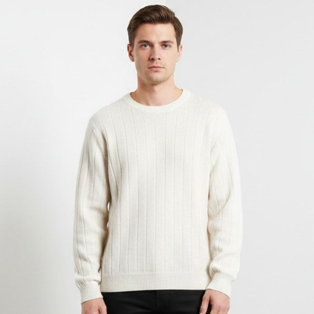 Vintage Generra Collection Mens Ivory Pullover Crewneck Grandpa Sweater Sz Large